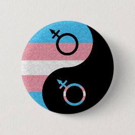 Transgender Pride Yin en Yang Symbol Pride Flag Ronde Button 5,7 Cm