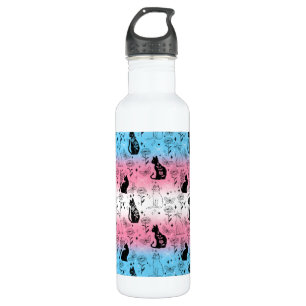 Transgender Pride Zwarte Kat - Mystieke Heks Waterfles