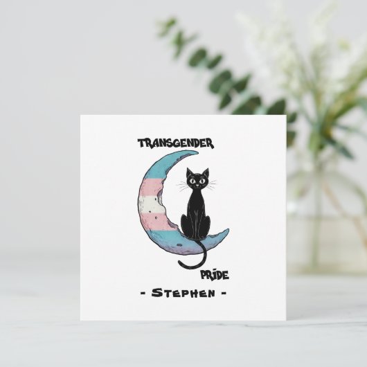 Transgender Pride: Zwarte kat op de maan van de Tr (Staand voorkant)