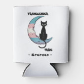 Transgender Pride: Zwarte kat op de maan van de Tr Blikjeskoeler (Voorkant)