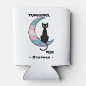 Transgender Pride: Zwarte kat op de maan van de Tr Blikjeskoeler (Achterkant)