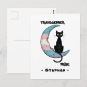 Transgender Pride: Zwarte kat op de maan van de Tr Briefkaart (Voorkant / Achterkant)