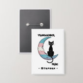 Transgender Pride: Zwarte kat op de maan van de Tr Button (Voorkant / Achterkant)