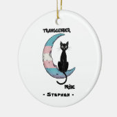 Transgender Pride: Zwarte kat op de maan van de Tr Keramisch Ornament (Links)