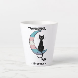 Transgender Pride: Zwarte kat op de maan van de Tr Latte Mok