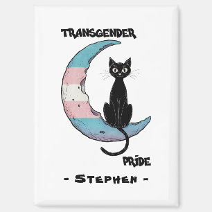 Transgender Pride: Zwarte kat op de maan van de Tr Magneet