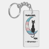 Transgender Pride: Zwarte kat op de maan van de Tr Sleutelhanger (Voorkant Links)
