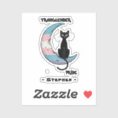Transgender Pride: Zwarte kat op de maan van de Tr Sticker (Vel)