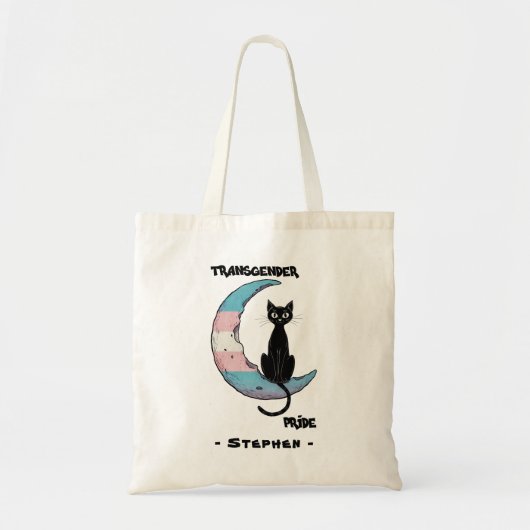 Transgender Pride: Zwarte kat op de maan van de Tr Tote Bag (Voorkant)