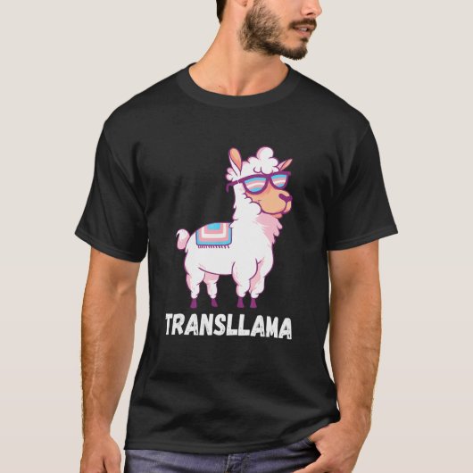 Transgender Rainbow Eyeglass Llama LGBT Transsexue T-shirt (Voorkant)