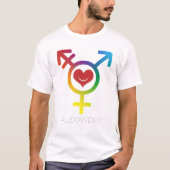 Transgender Rainbow Heart Smile Gay LGBT Custom T-shirt (Voorkant)