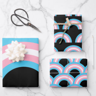 Transgender Rainbow Pride Black Inpakpapier Vel