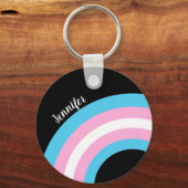 Transgender Rainbow Pride Custom Sleutelhanger (Voorkant)