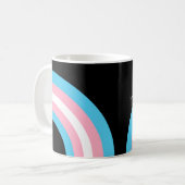 Transgender Rainbow Pride Flag Aangepast zwart Koffiemok (Voorkant links)
