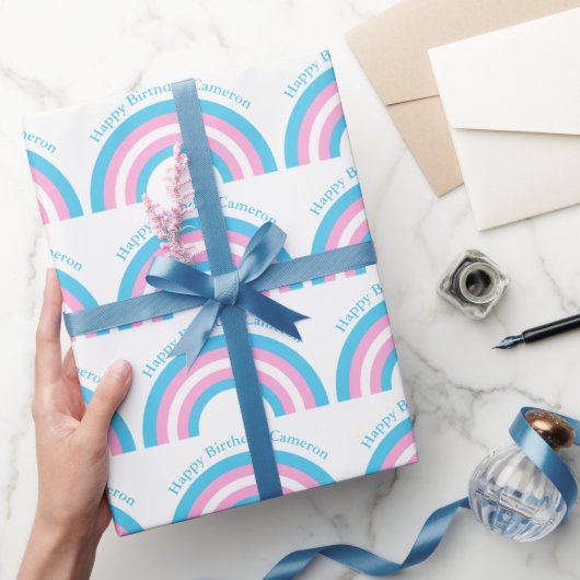 Transgender Rainbow Pride Flag Custom Birthday Cadeaupapier (Geschenken)