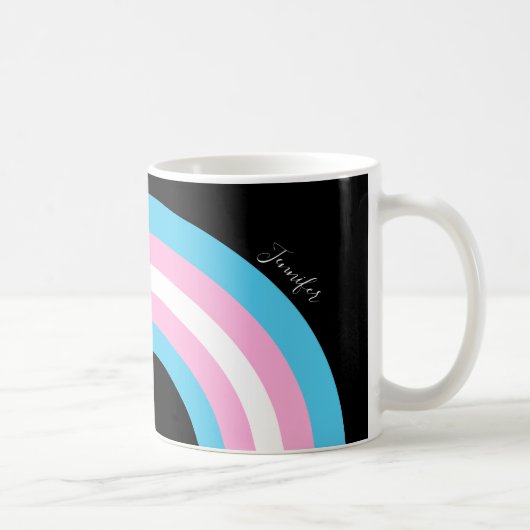 Transgender Rainbow Pride Flag Monogram Coffee Mok (Rechts)
