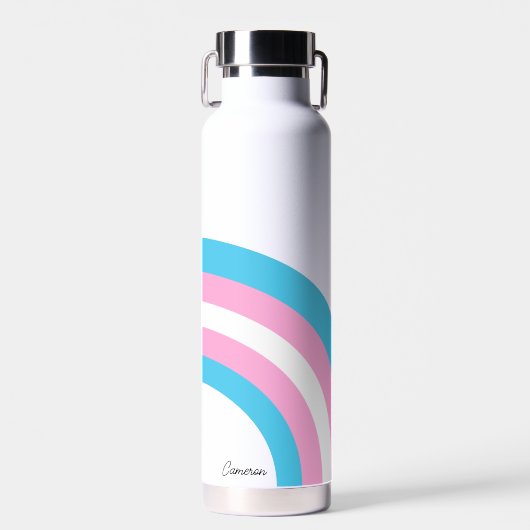 Transgender Rainbow Pride Flag Persoonlijke naam Waterfles (Voorkant)