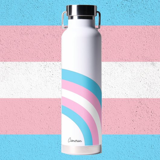 Transgender Rainbow Pride Flag Persoonlijke naam Waterfles