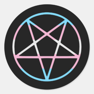 transgender regenboog vlag pentagram transgender ronde sticker