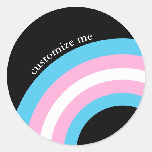 Transgender-regenboogbek Pride Flag gepersonalisee Ronde Sticker (Voorkant)