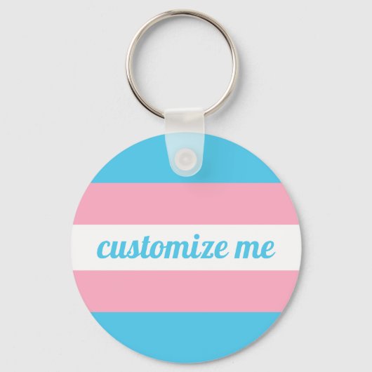 Transgender regenboogvlag Aangepast Sleutelhanger (Voorkant)