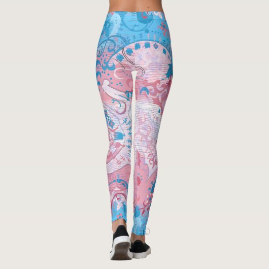 Transgender Snake Damask - Trans Pride Flag Kleur Leggings (Achterkant)