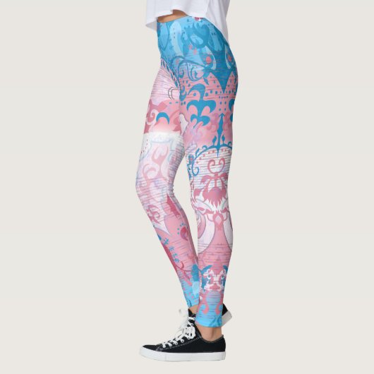 Transgender Snake Damask - Trans Pride Flag Kleur Leggings (Links)