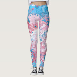Transgender Snake Damask - Trans Pride Flag Kleur Leggings
