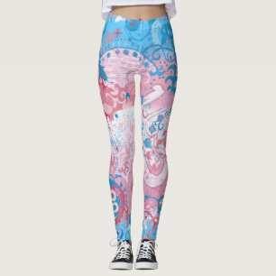 Transgender Snake Damask - Trans Pride Flag Kleur Leggings