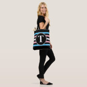 Transgender Strepen Monogram Naam Zwart Homoprent Tote Bag (Op model)