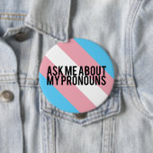 Transgender Striped Pronouns Ronde Button 4,0 Cm (In situ)