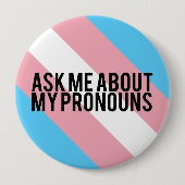 Transgender Striped Pronouns Ronde Button 4,0 Cm (Voorkant)