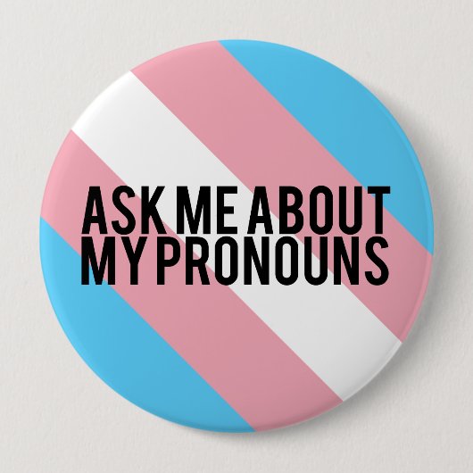 Transgender Striped Pronouns Ronde Button 4,0 Cm (Voorkant)