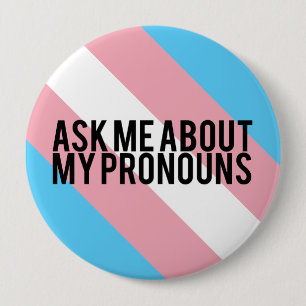 Transgender Striped Pronouns Ronde Button 4,0 Cm