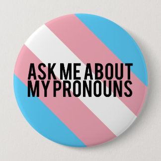Transgender Striped Pronouns Ronde Button 4,0 Cm