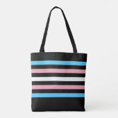 Transgender Stripes Monogram Naam Zwarte Gay Pride Tote Bag (Achterkant)