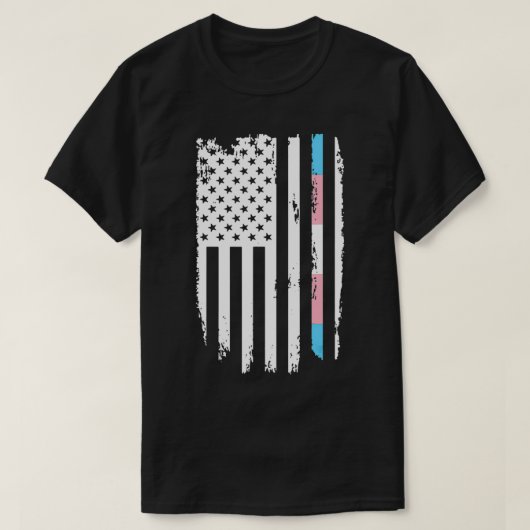 Transgender Thin Line American Flag LGBT Trans T-shirt (Design voorkant)