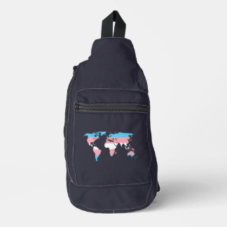 Transgender trots wereldkaart sling bag
