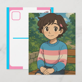 Transgender Vlag Anime Persoon | LGBTQIA+  Briefkaart