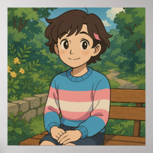 Transgender Vlag Anime Persoon LGBTQIA+ Poster