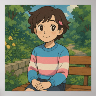 Transgender Vlag Anime Persoon | LGBTQIA+  Poster