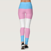 Transgender Vlag Blauw Roze Wit Gestreept LGBT Leggings (Achterkant)