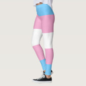 Transgender Vlag Blauw Roze Wit Gestreept LGBT Leggings (Links)