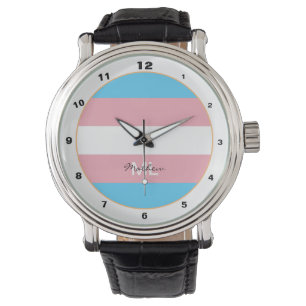 Transgender-vlag- en Pridegemeenschap / monogramme Horloge