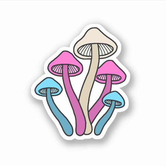 Transgender Vlag Gekleurde Paddenstoelen Sticker (Voorkant)