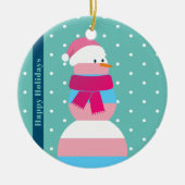 Transgender vlag kerstcadeau sneeuwpop Ornament (Voorkant)