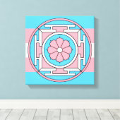 Transgender Vlag Kleuren Mandala Nieuwe Maan LGBT Canvas Afdruk (Insitu (Houten vloer))