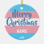 Transgender vlag Persoonlijke Kerstmis Keramisch Ornament (Voorkant)