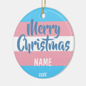 Transgender vlag Persoonlijke Kerstmis Keramisch Ornament (Links)