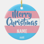Transgender vlag Persoonlijke Kerstmis Keramisch Ornament (Achterkant)